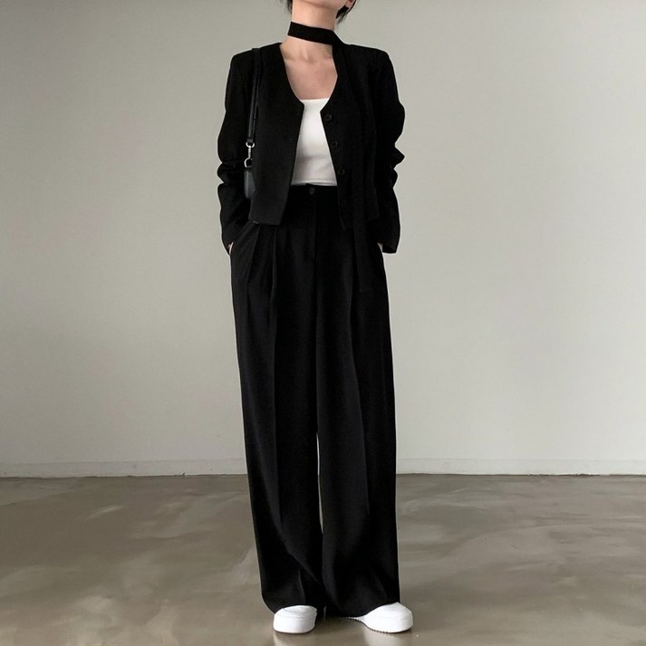 시크힐즈 벨라 스카프 브이넥 정장 자켓 + 바지 세트 12258