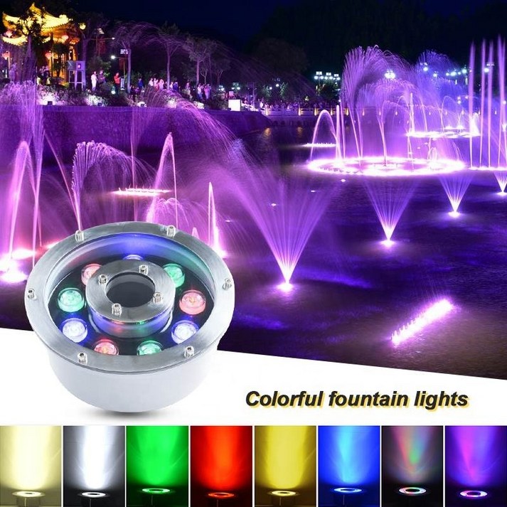 rgb조명 원형 수중 LED 분수 RGB 연못 야외 다채로운 IP68, 24V, 7.RGB with Remote - 6W