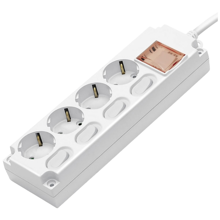 국산 개별 과부하차단 멀티콘센트 가정용 안전한 멀티탭 4구, 1.5m, 화이트, 1개