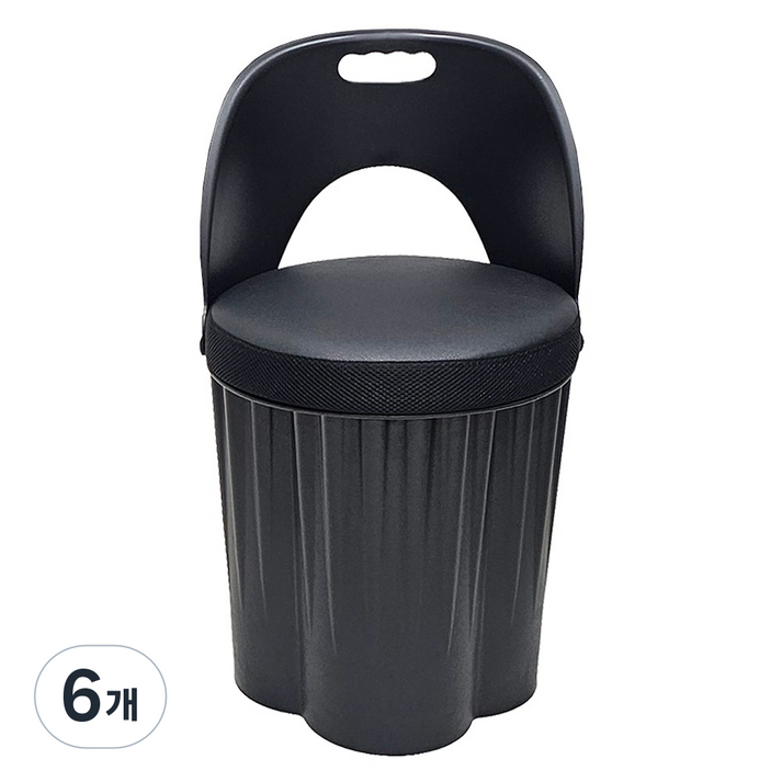 천하퍼니처 국내생산 수납 스툴의자 고깃집 옷보관 깡통의자 바디 블랙, 블랙/블랙, 6개