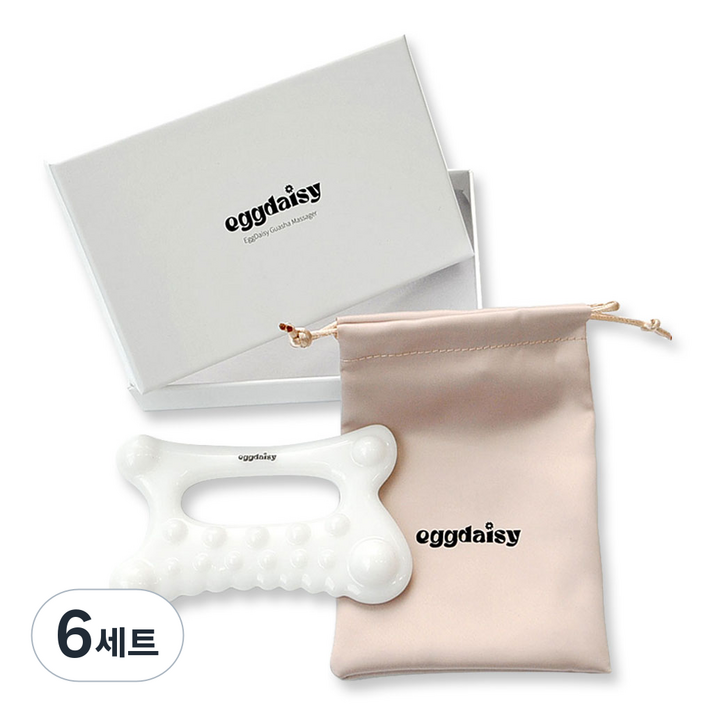 에그데이지 괄사 세트 두피 얼굴 종아리 바디 마사지기, 화이트, 6세트