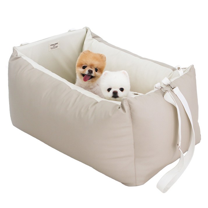 초코펫하우스 강아지 차량용 로얄 사각 카시트, 베이지, 1개