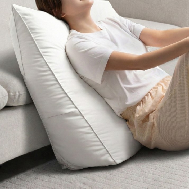 프랑떼 목까지 받쳐주는 빵빵한 방수 호텔식 롱슬림 삼각 등받이 쿠션, 화이트