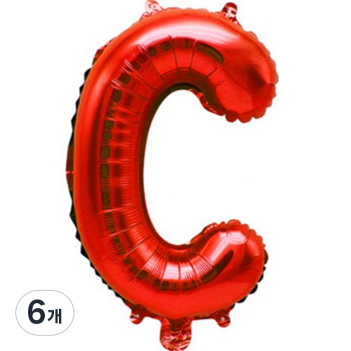 팡파티 레터링 알파벳 풍선 C 40cm, 레드, 6개