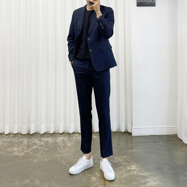 아도르클래식 남성용 시크 반밴딩 프리미엄 정장 세트