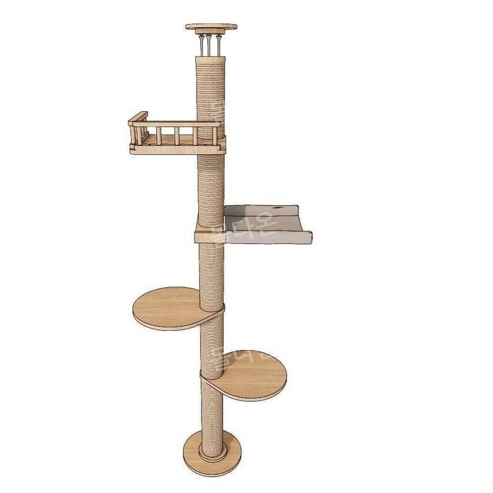 천장형 캣타워 구름다리 애완 등반대 목재 다리 실내 캣폴 스크래쳐 캣워크, 스타일 4, 1개