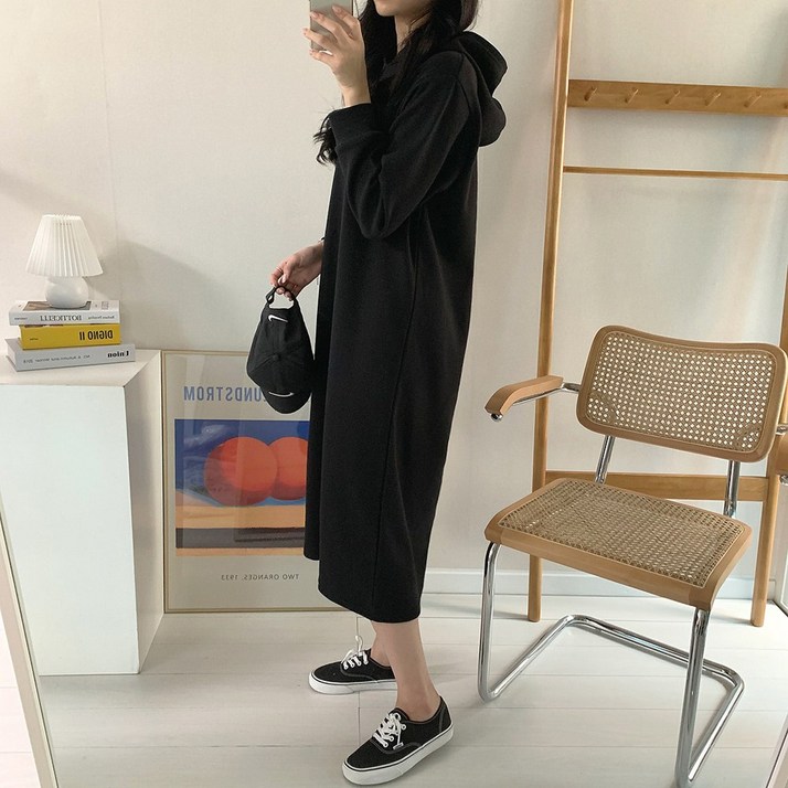 자체제작 앤 후드 롱 원피스