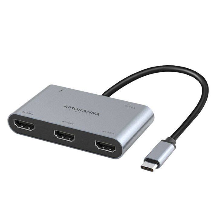 아모란나 5in1 C타입 트리플 듀얼 모니터 HDMI 멀티 USB 허브 분배기 4K 60hz 3대출력 MST, 1개