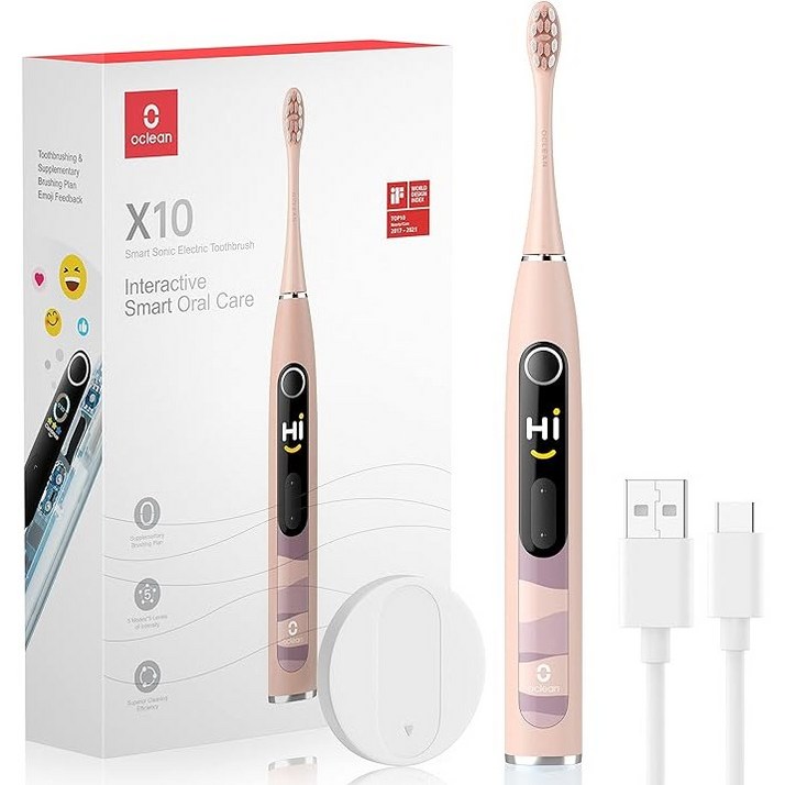 [공식수입 한글버전]오클린 Oclean X 10 음파 초음파 전동 진동 칫솔, X10-PINK, 1개