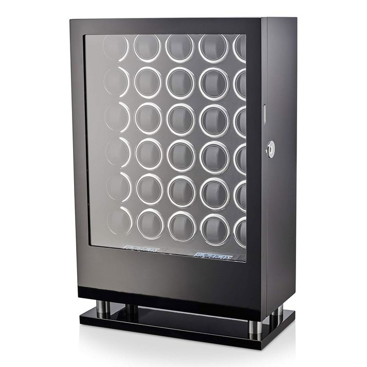 30 지문 잠금 장치와 대형 수납 서랍이 있는 시계 와인더(다크 벌)