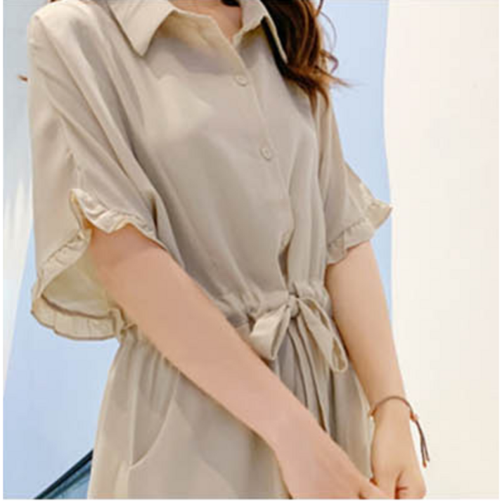 봄나들이 반팔카라 원피스 데이트룩