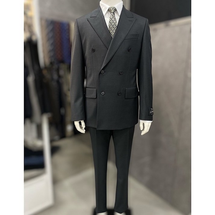 리버클래시 25S/S 차콜 솔리드 울혼방 더블버튼 수트(LLS11541, LLS13541)_DG