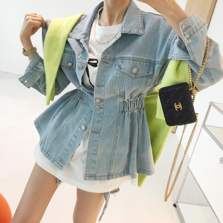 어게인 카라 허리밴딩 포켓 데님 블라우스 봄 청자켓 2color 어게인 카라 허리밴딩 포켓 데님 블라우스 봄 청자켓 2color