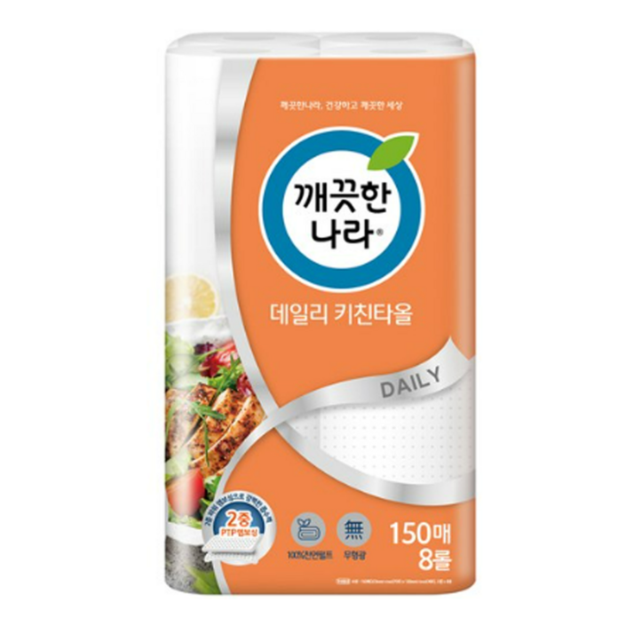 깨끗한나라 데일리 롤키친타올 150매 8개