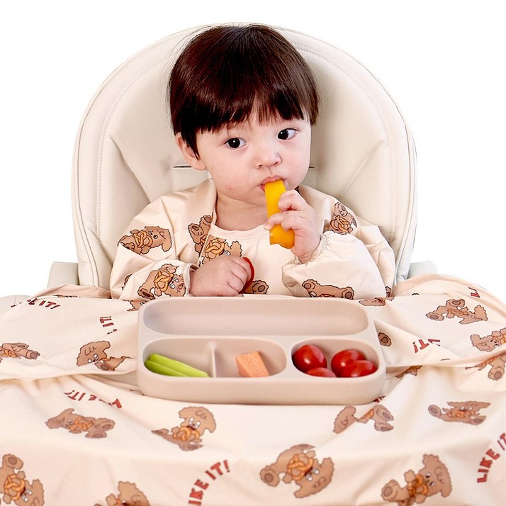 아이주 식탁일체형 이유식 턱받이 긴팔오픈형