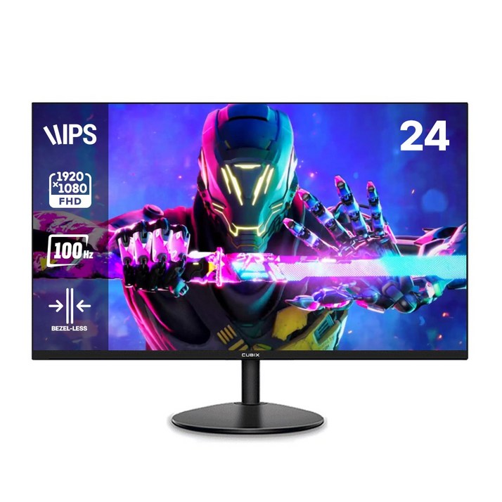 큐빅스 24인치 컴퓨터 모니터 FHD 100HZ 내장스피커 탑재 게이밍 사무용 CX240F100 무결점