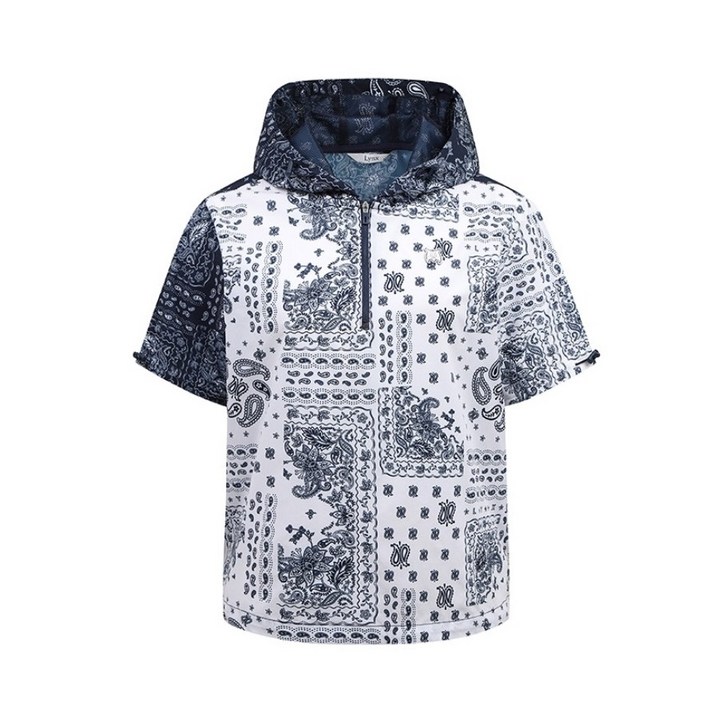 페이즐패턴 후드티셔츠 L21E1TF253, 네이비, 1개