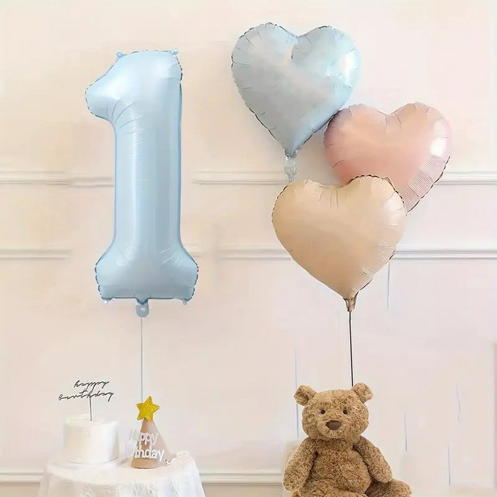 BABY 파우더 러브 숫자 풍선 세트, 베이비블루