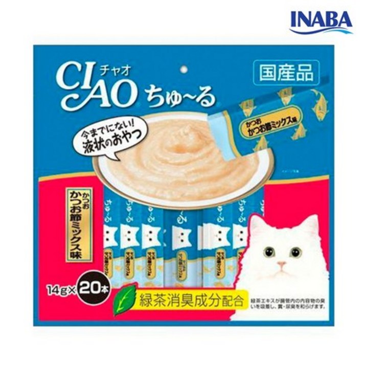 챠오 이나바 고양이 츄르 20P, 혼합맛가다랑어가츠오부시, 280g, 1개