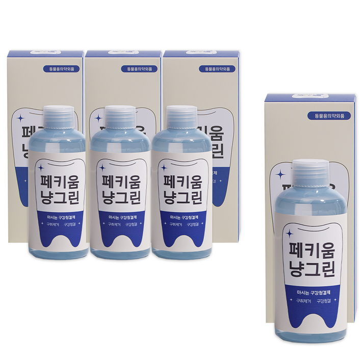 페키움 냥그린 고양이 강아지 입냄새 치석 먹는 마시는 양치 치약 덴탈워터, 200ml, 4개