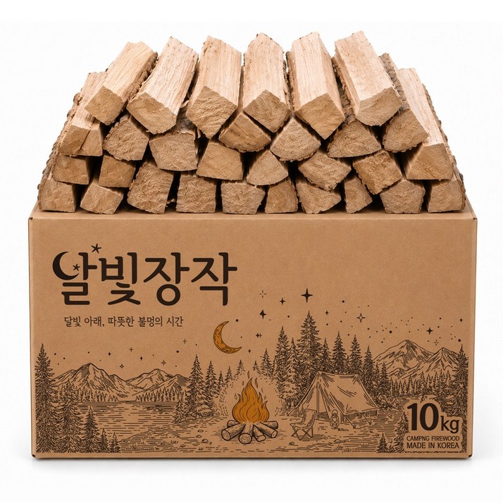 달빛 장작 3중 방습 100 국내산 참나무 장작 10kg