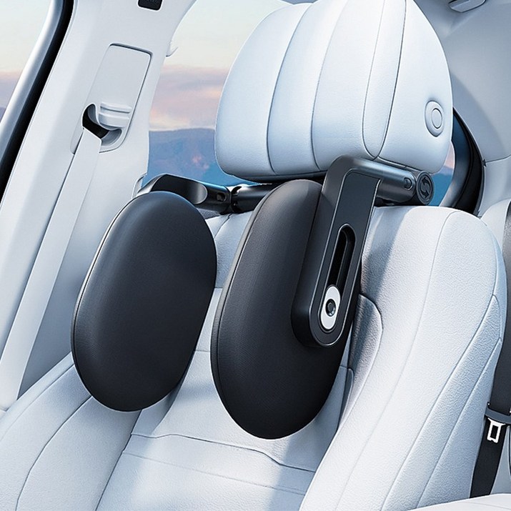 자동차 스마트 헤드레스트 목쿠션, 1개, 블랙