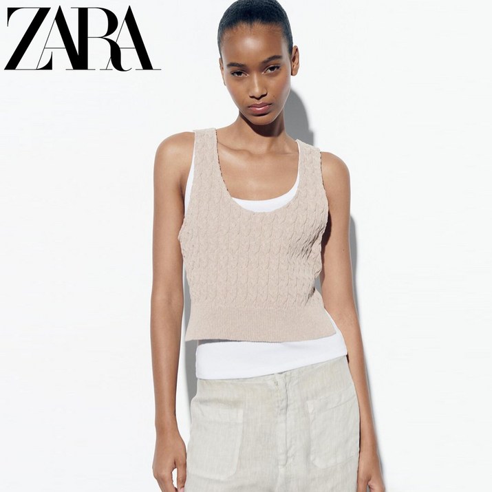 ZARA 여자 민소매 니트 티셔츠 백오픈 레이어드 뷔스티에 5644737 731