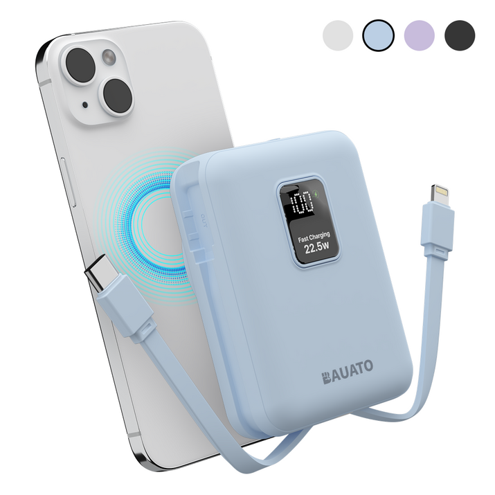바우아토 15W 고속 무선충전 미니 일체형 대용량 맥세이프 보조배터리 10000mah, 스카이블루 바우아토 15W 고속 무선충전 미니 일체형 대용량 맥세이프 보조배터리 10000mah, 스카이블루