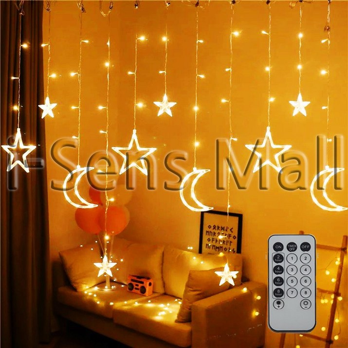 별트리 아이굿즈 LED 크리스마스 장식 작은별 전구 6p + 큰별 전구 3p + 큰달 전구 3p + 줄조명 + 리모컨 세트