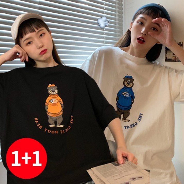 주디앤 여성 여름 컬러풀 빅베어 오버핏 반팔 티셔츠 11 리빙공감