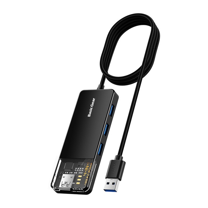 베이직기어 4포트 USB 3.0 허브 BGUH15M, 블랙