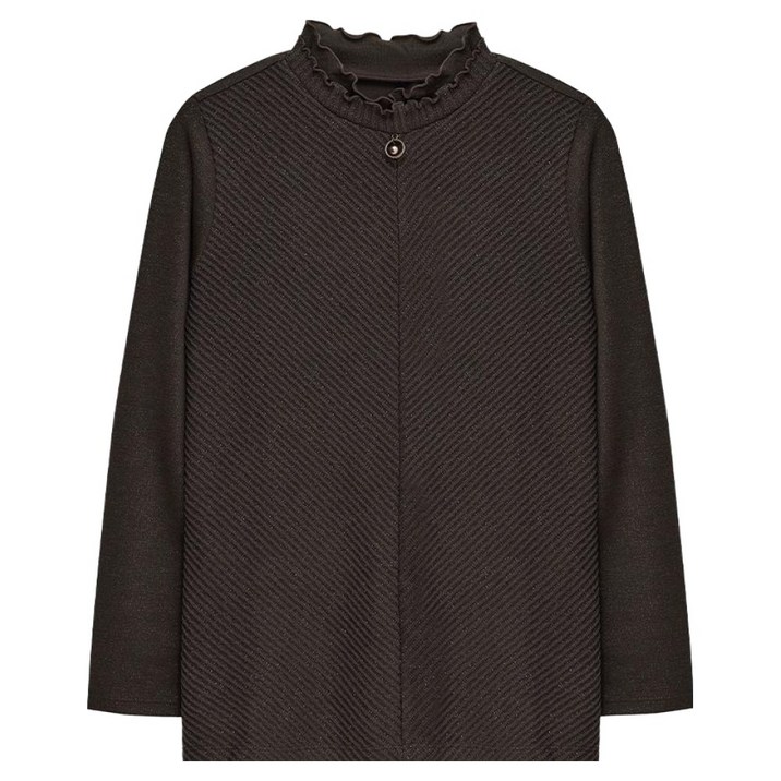 크로커다일레이디 여성용 언발란 프릴넥 티셔츠 CLBWTS112