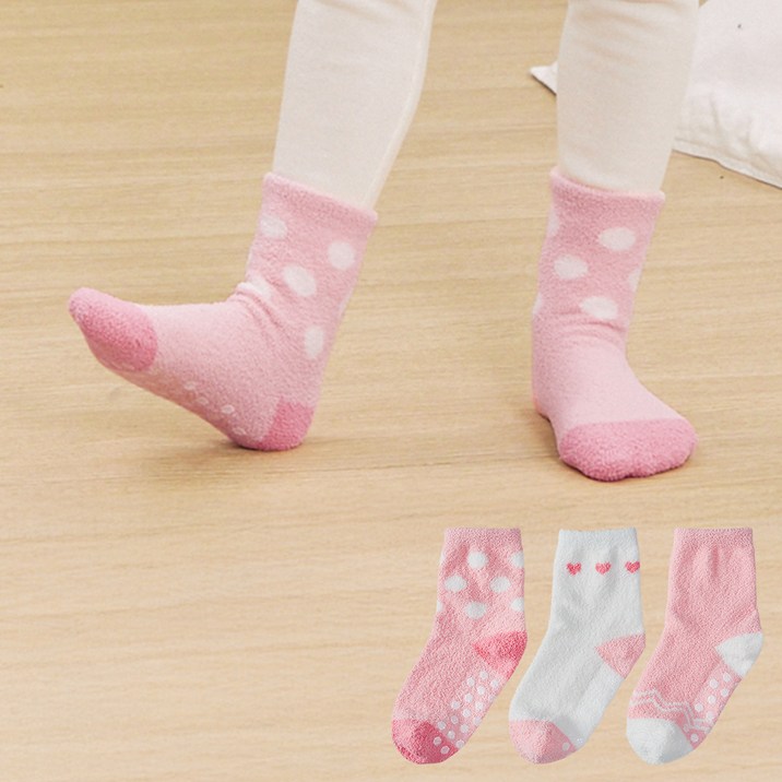 베이스알파에센셜 여아용 따뜻한 수면 양말 3켤레 세트
