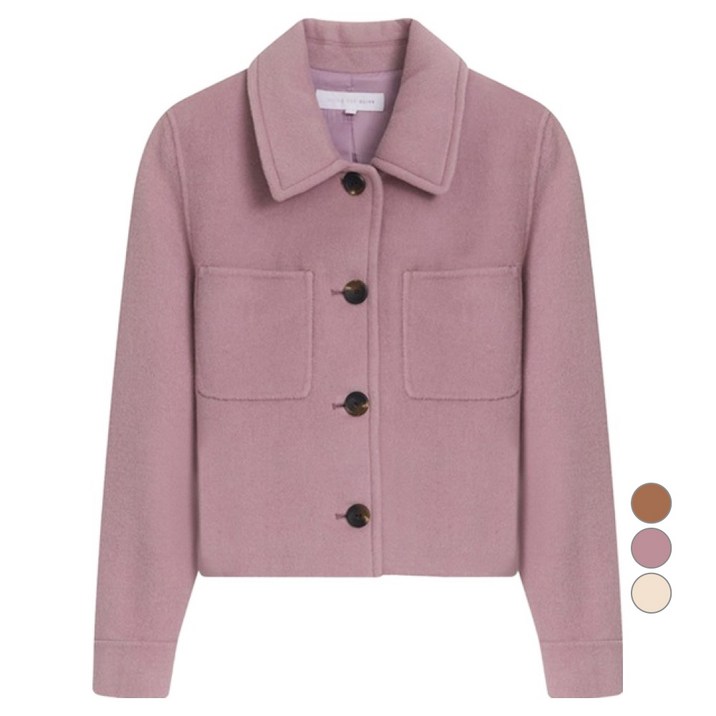 올리브데올리브 여성용 포켓 핸드메이드 카라 숏 재킷