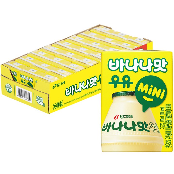 빙그레 바나나맛우유 mini 120ml, 바나나맛, 24개 6667214098