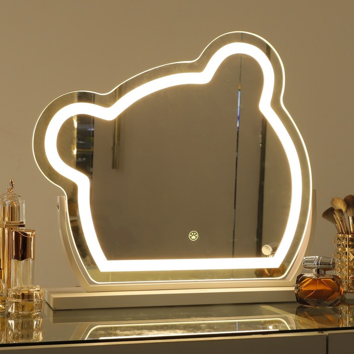 FENCHILIN 곰돌이 LED 화장경 스마트 터치스크린 거울 조명화장 거울 40cm x 40cm