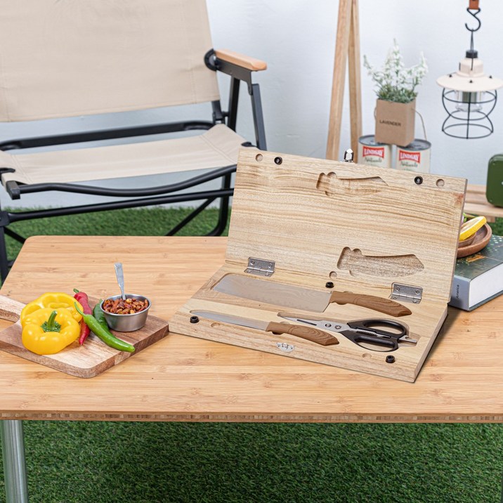 나드레타 감성 캠핑 최고급 프리미엄 칼&캄포 도마 4종세트