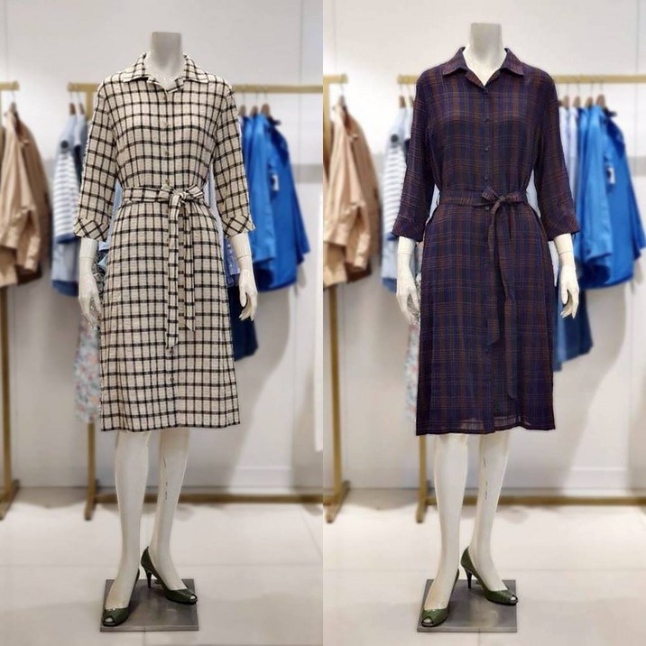 안지크 체크 셔츠형 원피스 AI2OP5100