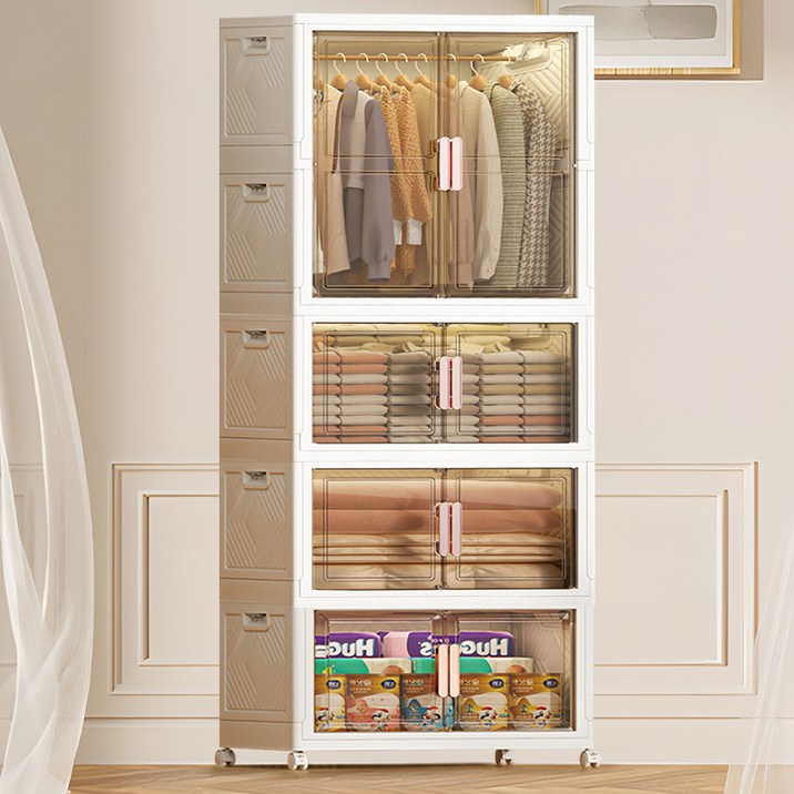 HOMEY NEST 대용량 다용도 리빙박스 정리함 폴딩 옷장 수납장, 1개, 75cm면 폭