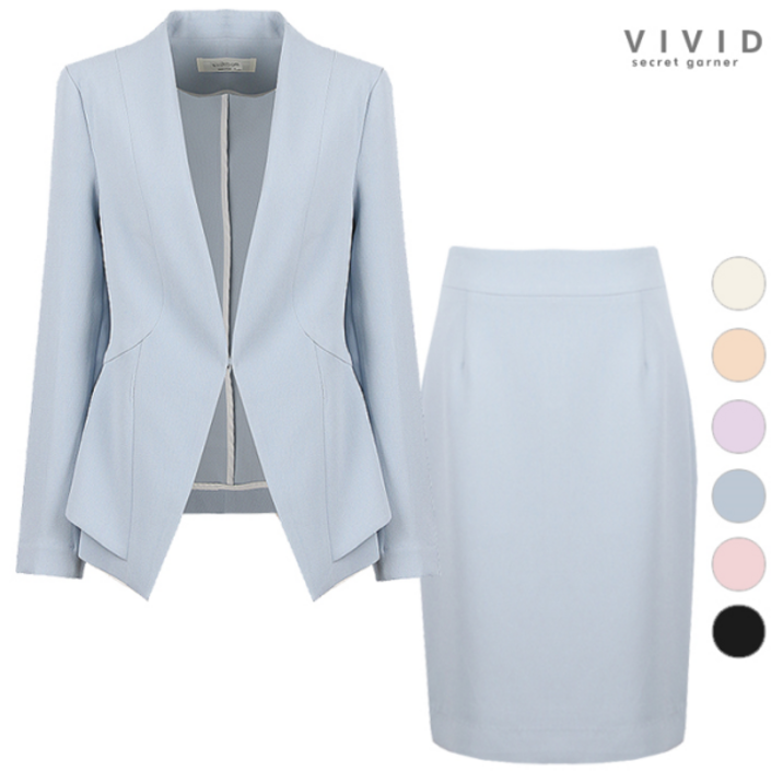 VIVID SG VIVID SET 여성 파스텔 정장자켓+스커트 세트