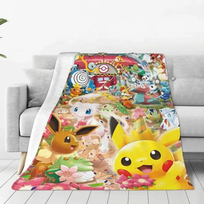 포켓몬 만화 담요 미적 플러시 거실 비행기 여행 플란넬 침대보 침대 커버