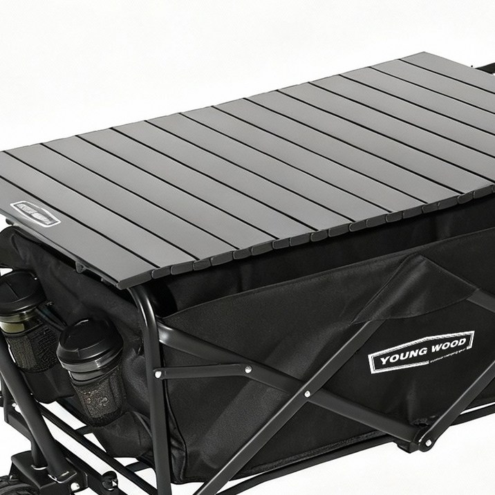 영우드 다용도 캠핑 카트 접이식 아웃도어 웨건 폴딩 카트, 1개, 블랙 상판