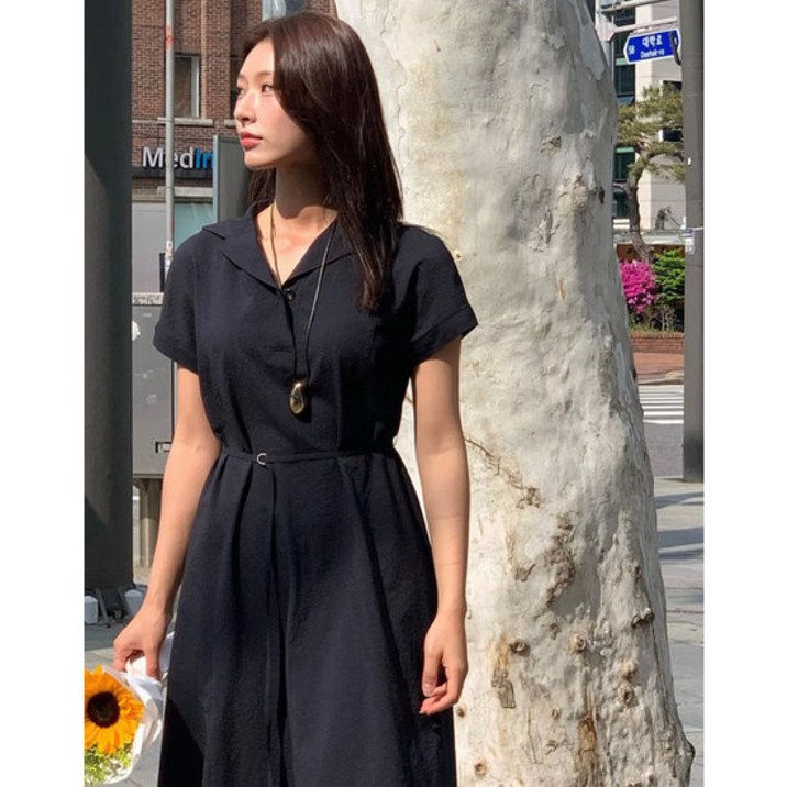 헤지스레이디스 헤지스 여성 네이비 스트랩 반소매원피스 HSDR5BP60N3 2345485