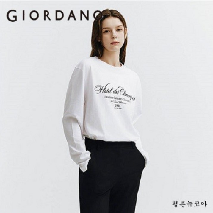 지오다노뉴코아평촌점 여성 루즈핏 그래픽 긴팔 티셔츠3912344908