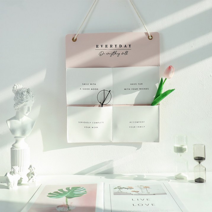 모던앳 가죽 4칸 벽걸이 수납 포켓 월포켓