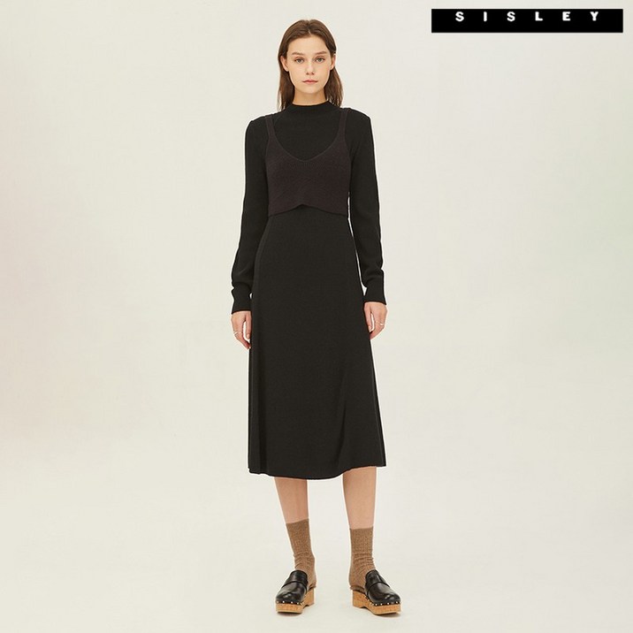 시슬리  비앙카 브라탑 니트 원피스 SAKO31261 BK