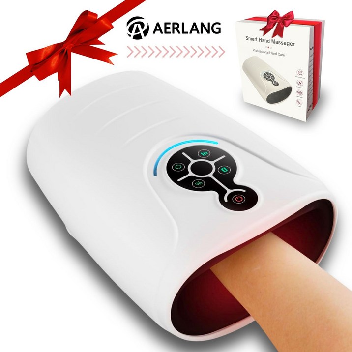 AERLANG 손 손목 마사지기/무선 핸드 케어 마사지, 공기압 가열 HM08, White