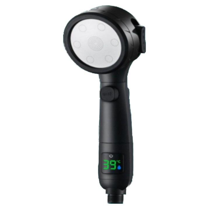 퓨어퍼스트 LCD 샤워기 수압상승 온도계 샤워헤드 필터, 매트블랙