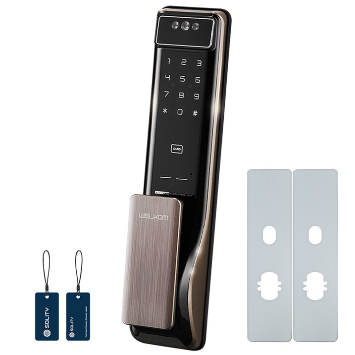 솔리티 웰콤 얼굴인식 푸시풀 디지털 도어락 WSP2900A 보강판 2p 카드키 2p 세트 솔리티 웰콤 얼굴인식 푸시풀 디지털 도어락 WSP2900A 보강판 2p 카드키 2p 세트