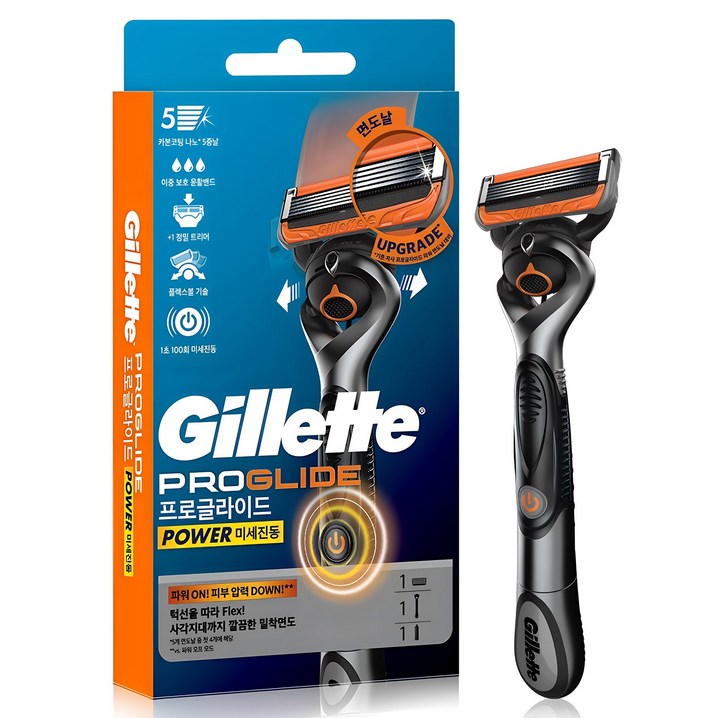 질레트 2024 프로글라이드 파워 핸들  면도날 세트